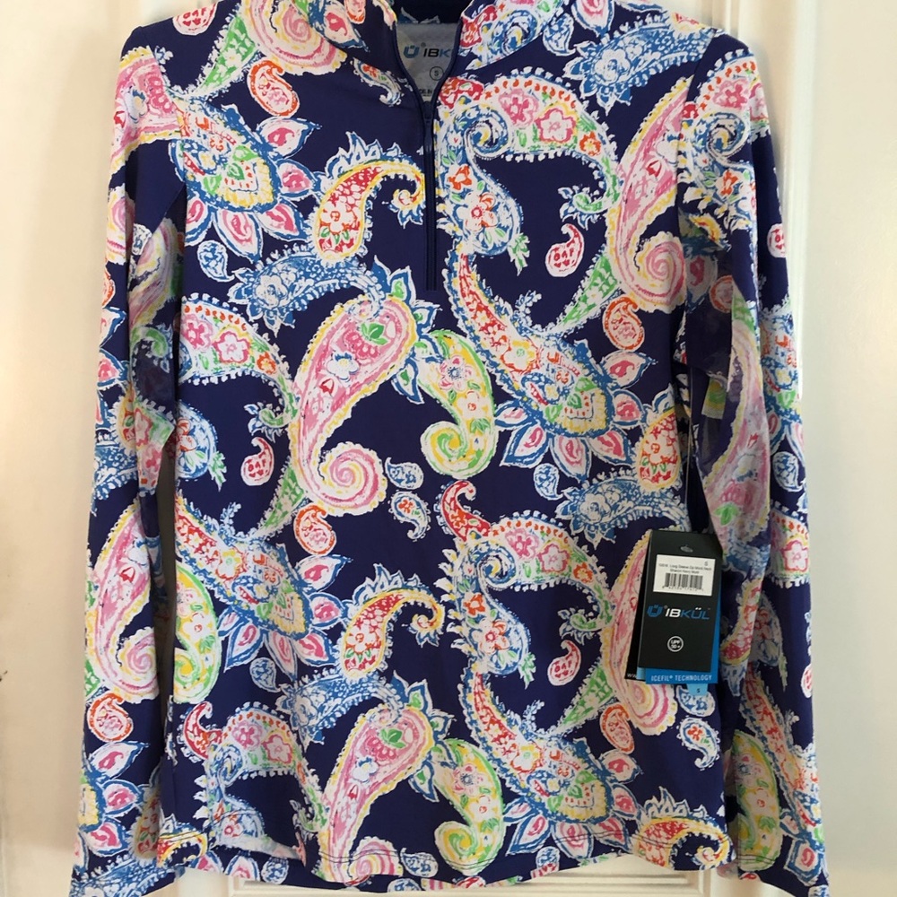 NWT IBKUL Long sleeve 1/4 zip Golf/ Sun Shirt S